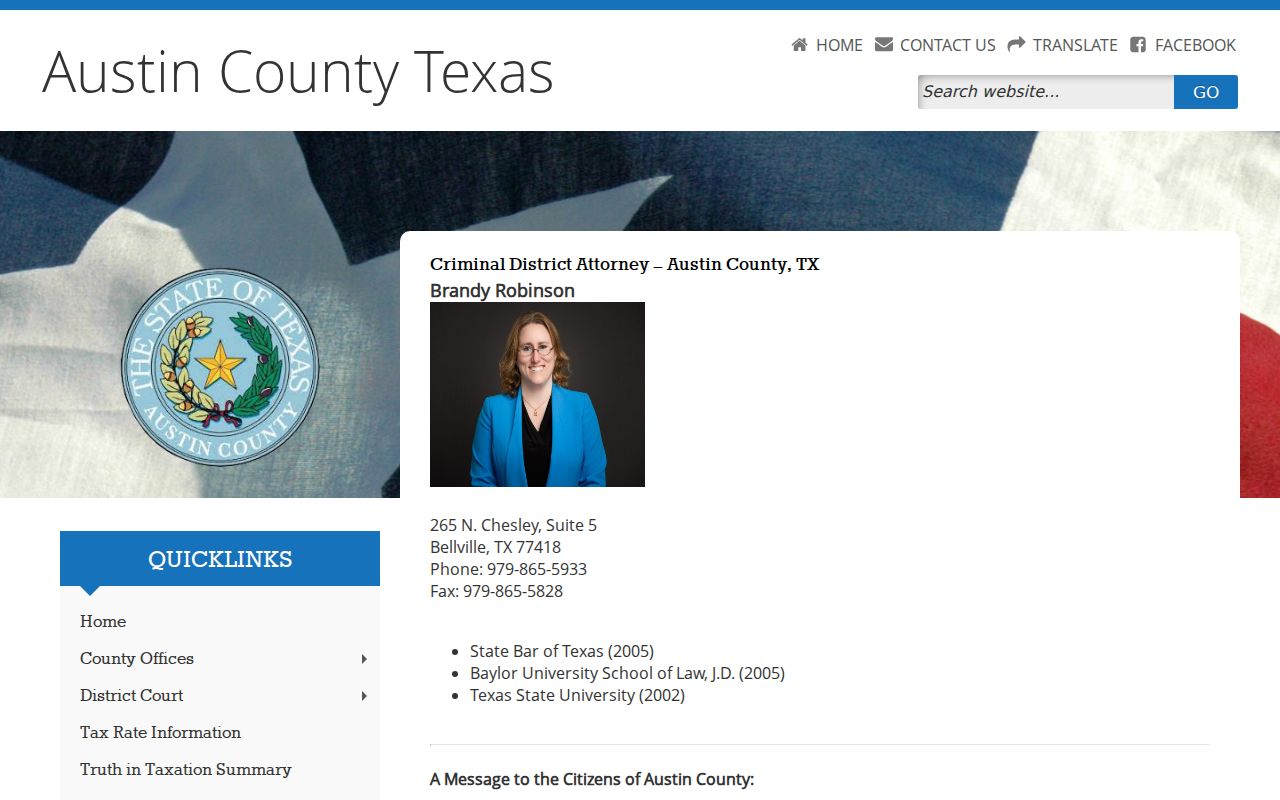 Austin County criminal records district attorney office