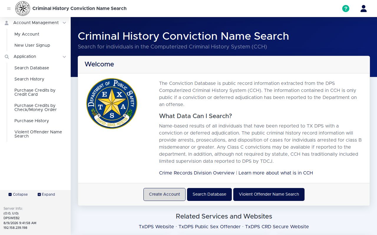 Austin County criminal history Texas conviction name search