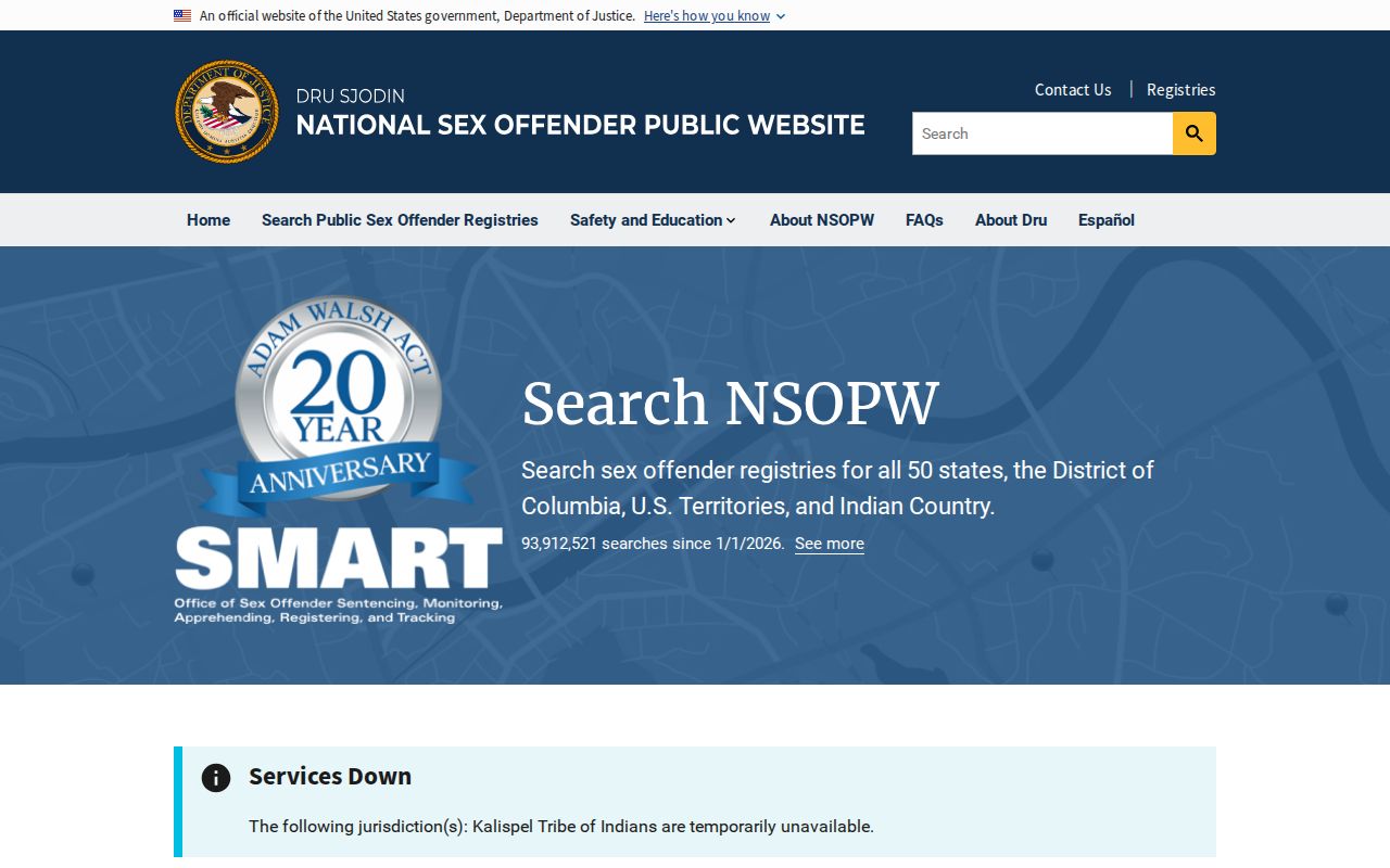 National Sex Offender Public Website cross-state search