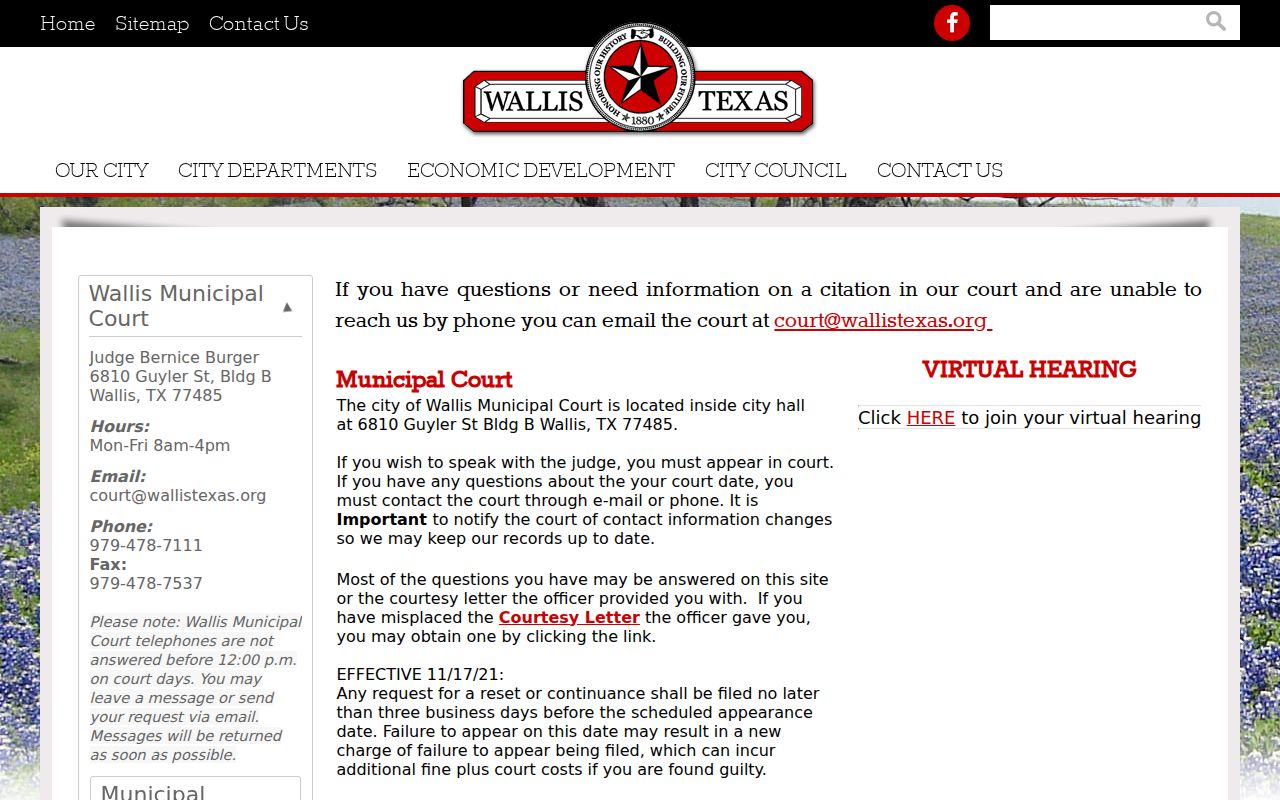 Official Wallis Municipal Court information page