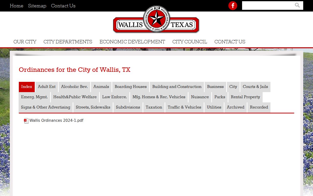 Wallis ordinance library with public information measures
